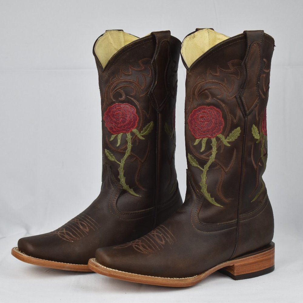 La Vie En Roses Chocolate Brown Western Boots - Picture 6 of 7